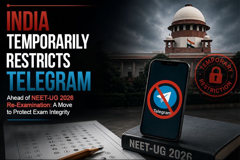 Students preparing for the NEET-UG 2026 re-examination as India temporarily restricts Telegram to prevent paper leaks, misinformation, and exam fraud.