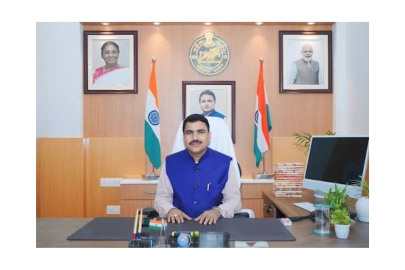 Odisha School and Mass Education Minister Nityananda Gond in his official office.