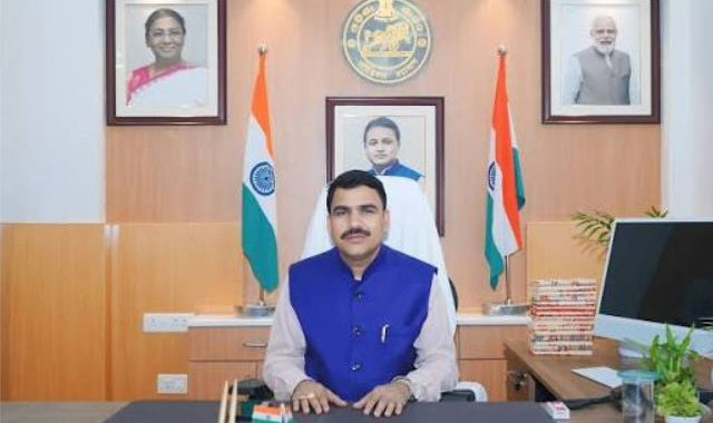 Odisha School and Mass Education Minister Nityananda Gond in his official office.