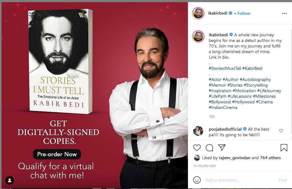 Kabir Bedi unveils book cover of his forthcoming memoir